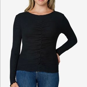 Polly & Esther Ruched Lettuce Edge Top
